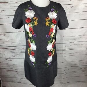 Nicole Miller New York‎ Black Denim Floral Dress
